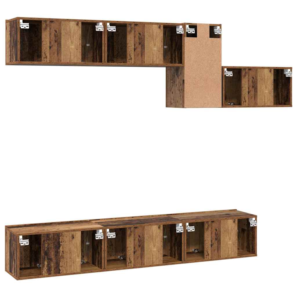 vidaXL Σετ επίπλου τηλεόρασης 7 pcs Παλαιό ξύλο 60 x 30 x 30 cm