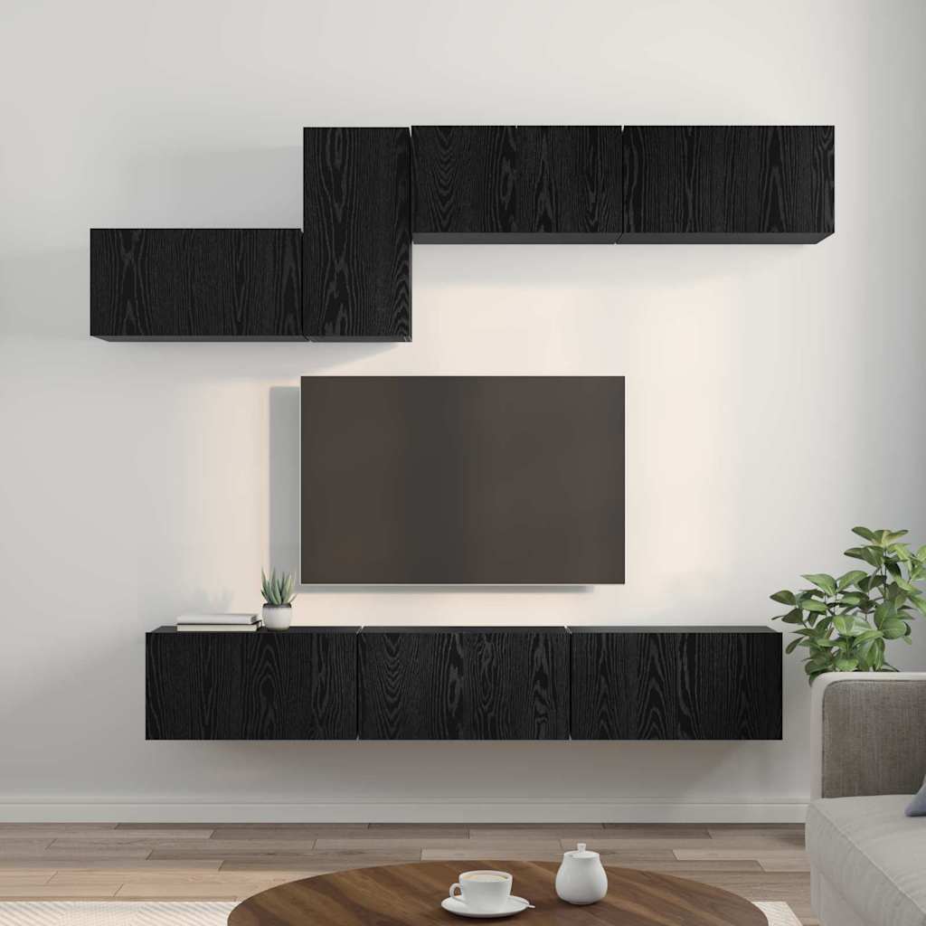 vidaXL Σετ επίπλου τηλεόρασης με ράφι Άλλο 7 pcs Μαύρη Δρυς 60 x 30 x 30 cm