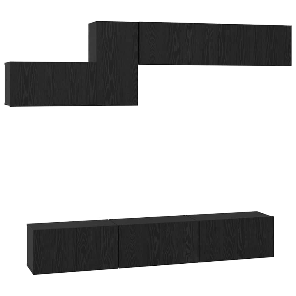 vidaXL Σετ επίπλου τηλεόρασης με ράφι Άλλο 7 pcs Μαύρη Δρυς 60 x 30 x 30 cm
