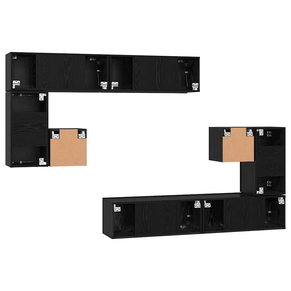 vidaXL Μονάδες TV Επιτοίχιο 4 pcs Μαύρη Οξυά Επεξεργασμένο ξύλο