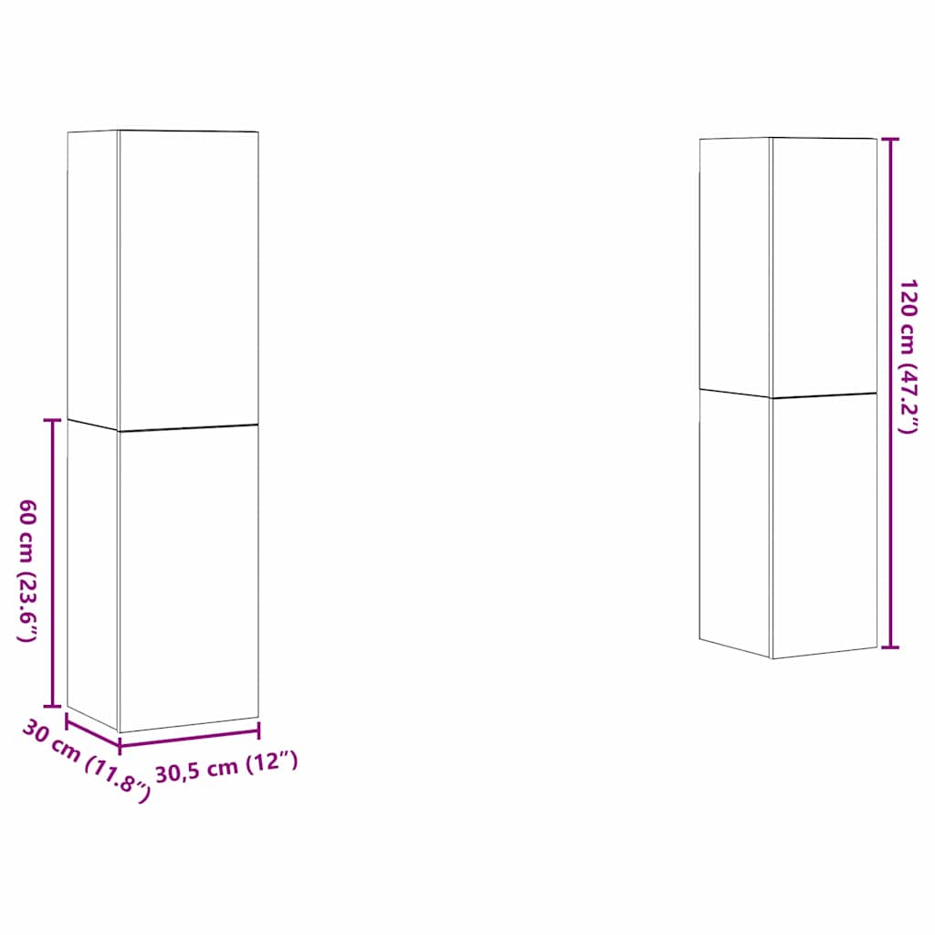vidaXL Σετ επίπλου τηλεόρασης 4 pcs Παλαιό ξύλο 30.5 x 30 x 60 εκ.
