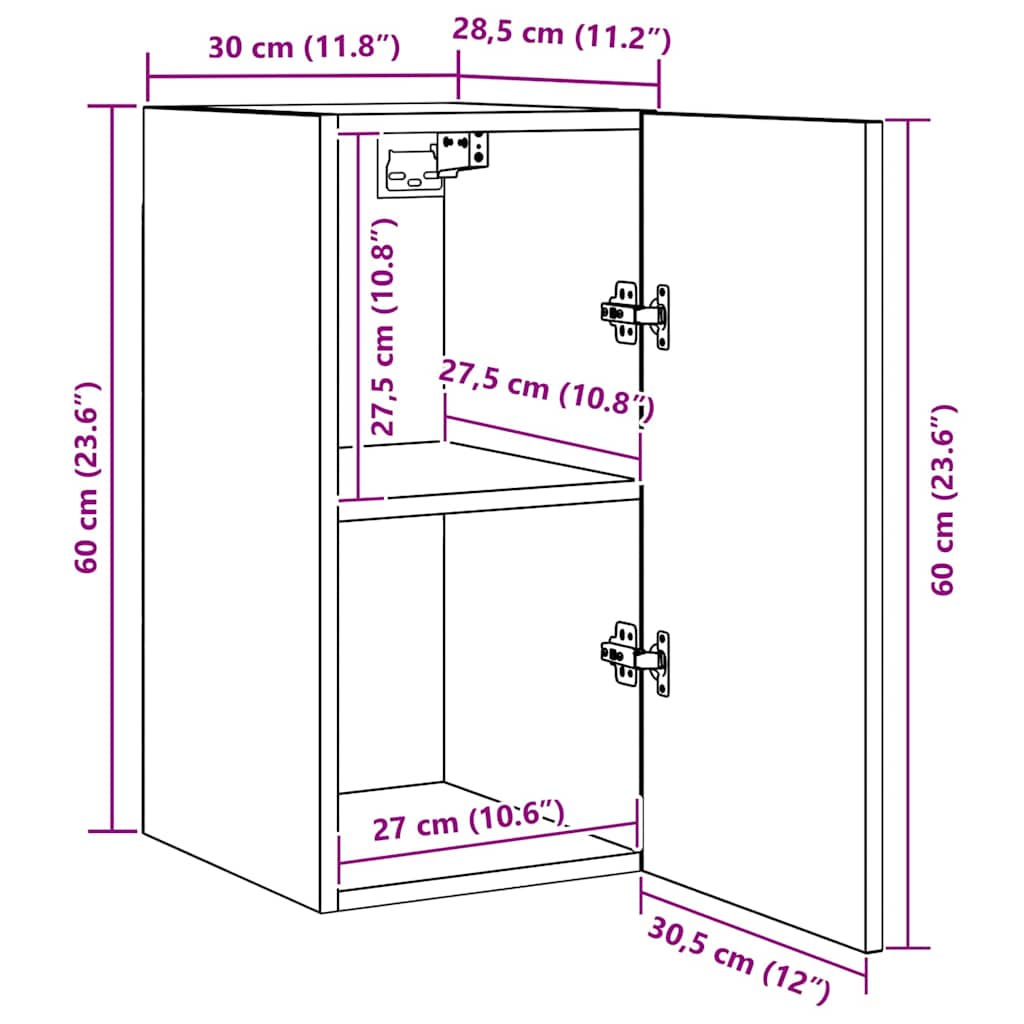 vidaXL Σετ επίπλου τηλεόρασης 4 pcs Μαύρη δρυς 30.5 x 30 x 60 εκ.