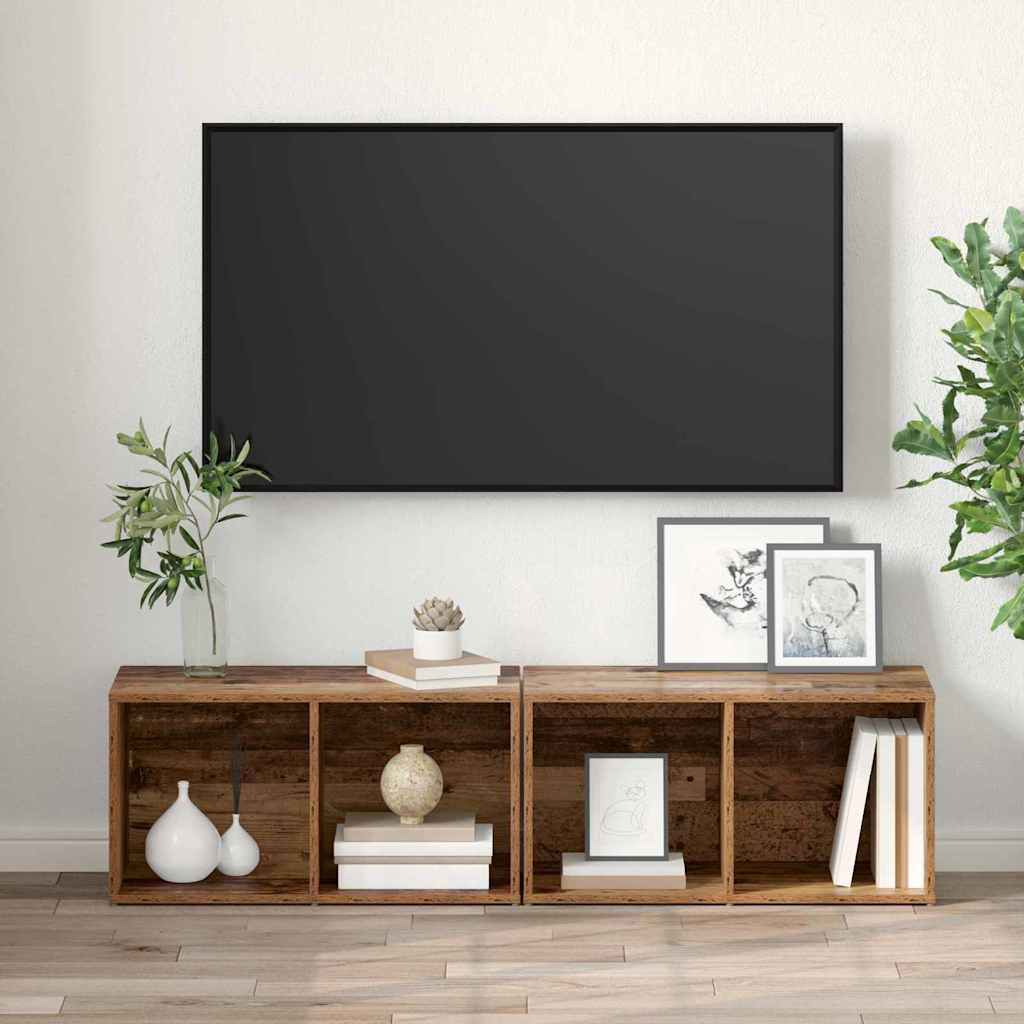 vidaXL Σετ επίπλου τηλεόρασης 2 pcs Παλιό Ξύλο 37 x 35 x 107 εκ