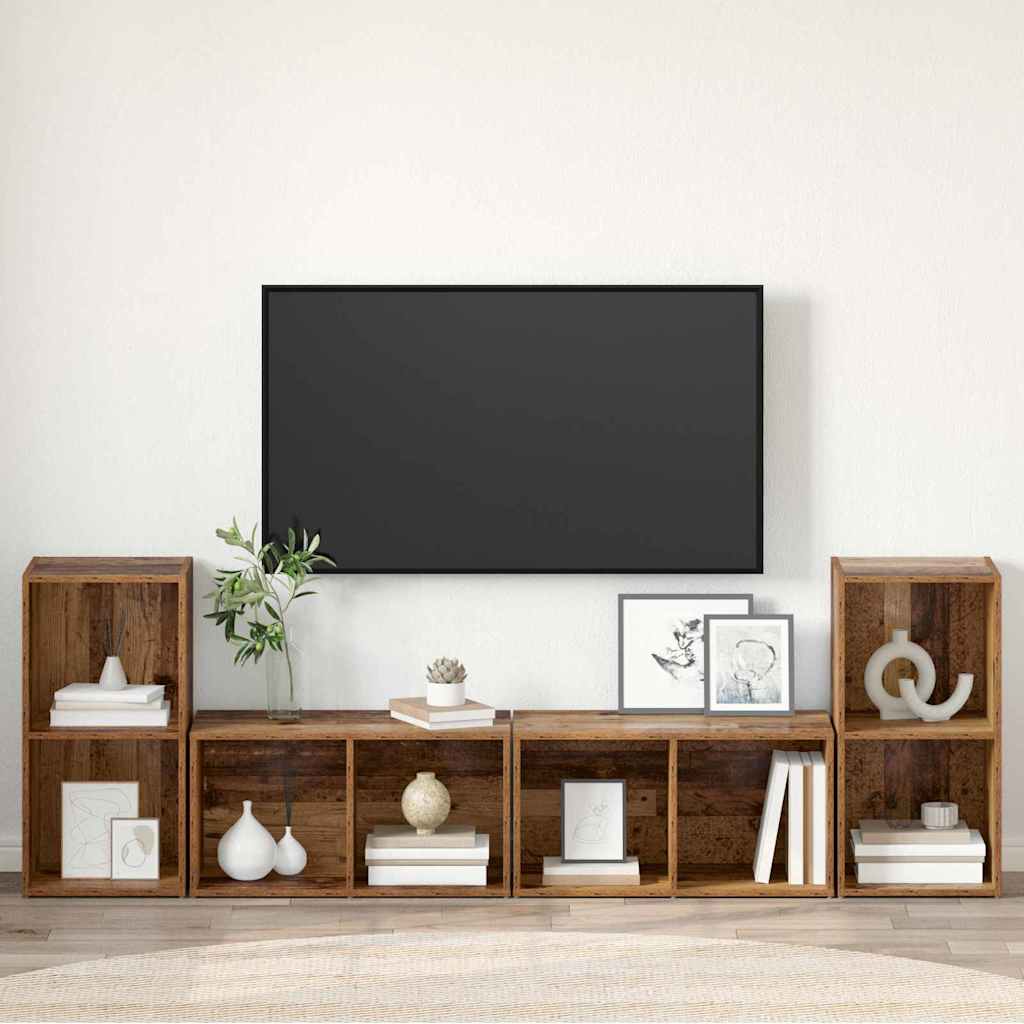 vidaXL Σετ επίπλου τηλεόρασης 4 pcs Παλιό ξύλο 72 x 35 x 36.5 cm