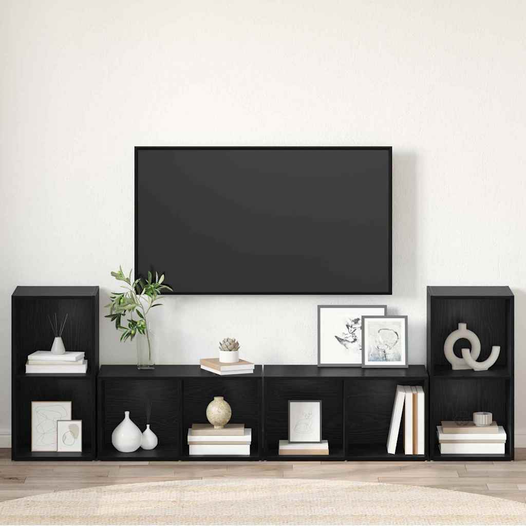 vidaXL Σετ επίπλου τηλεόρασης 4 pcs Μαύρη Δρυς 72 x 35 x 36.5 cm