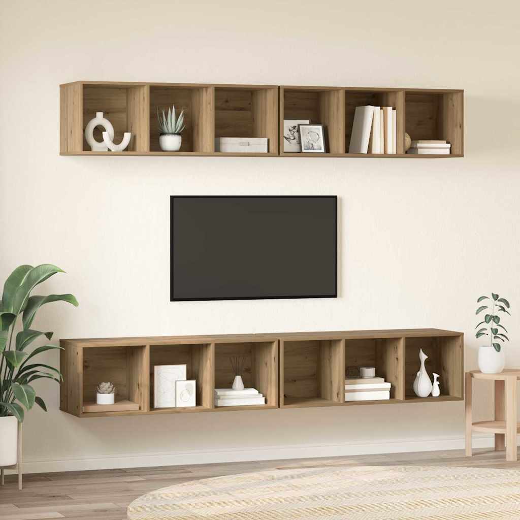 vidaXL Τηλεοπτική Κάβα Τοίχου 4 pcs artisan δρυς 37 x 37 x 107.5 εκ