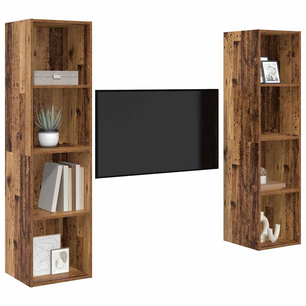 vidaXL Σετ επίπλου τηλεόρασης Επιτοίχιο 2 pcs Καφέ 37 x 37 x 142.5 εκ