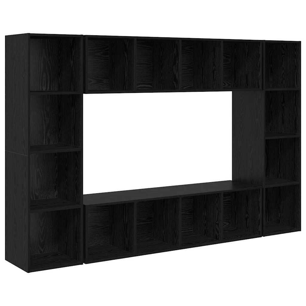 vidaXL Σετ επίπλου τηλεόρασης Επιτοίχιο 4 pcs Μαύρο 37 x 37 x 142.5 εκ