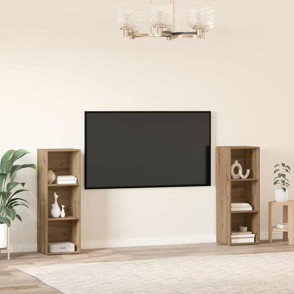 vidaXL Σετ επίπλου τηλεόρασης 2 pcs Χειροποίητη δρυς 107 x 35 x 37 cm