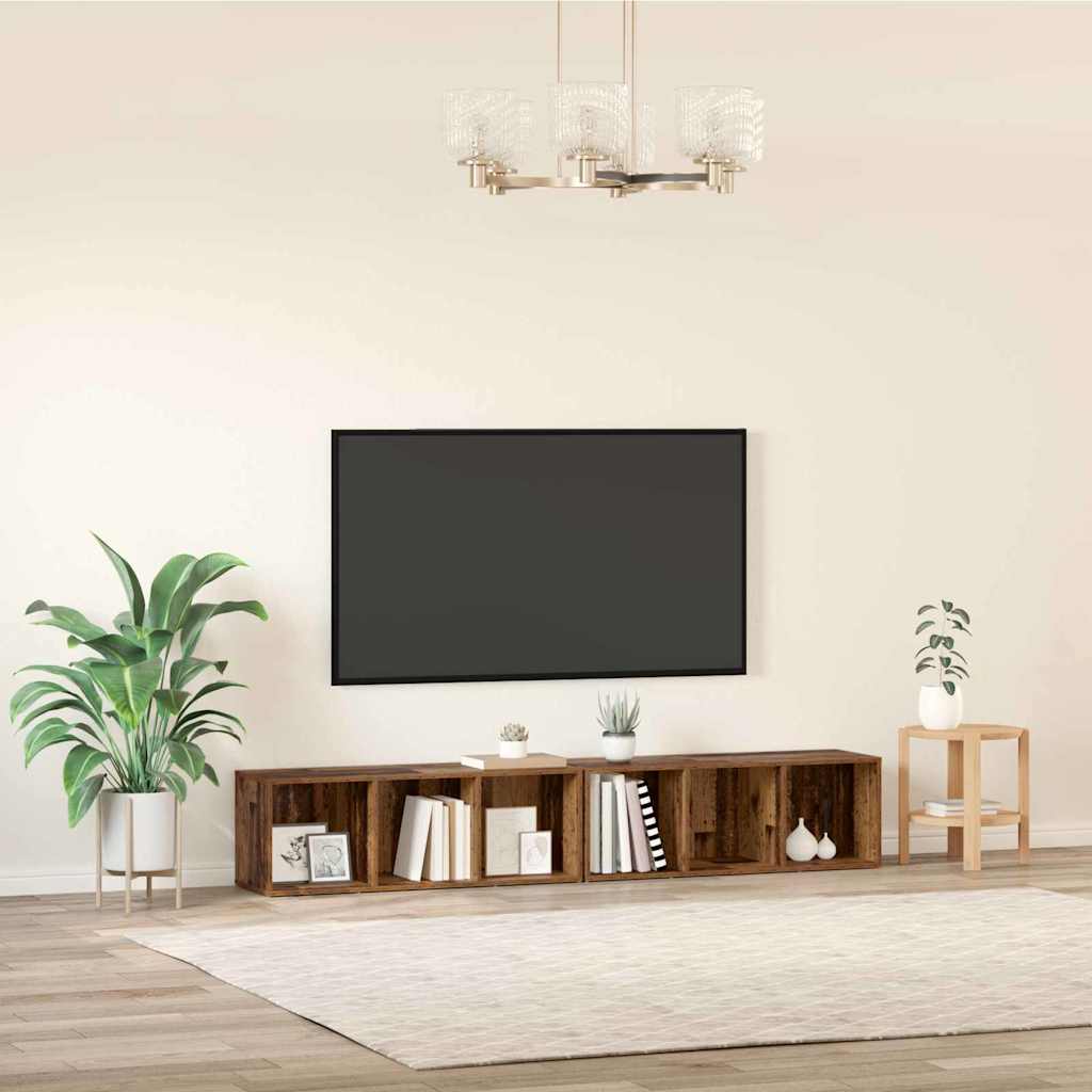 vidaXL Σετ επίπλου τηλεόρασης 2 pcs Παλιό Ξύλο 37 x 35 x 107 εκ