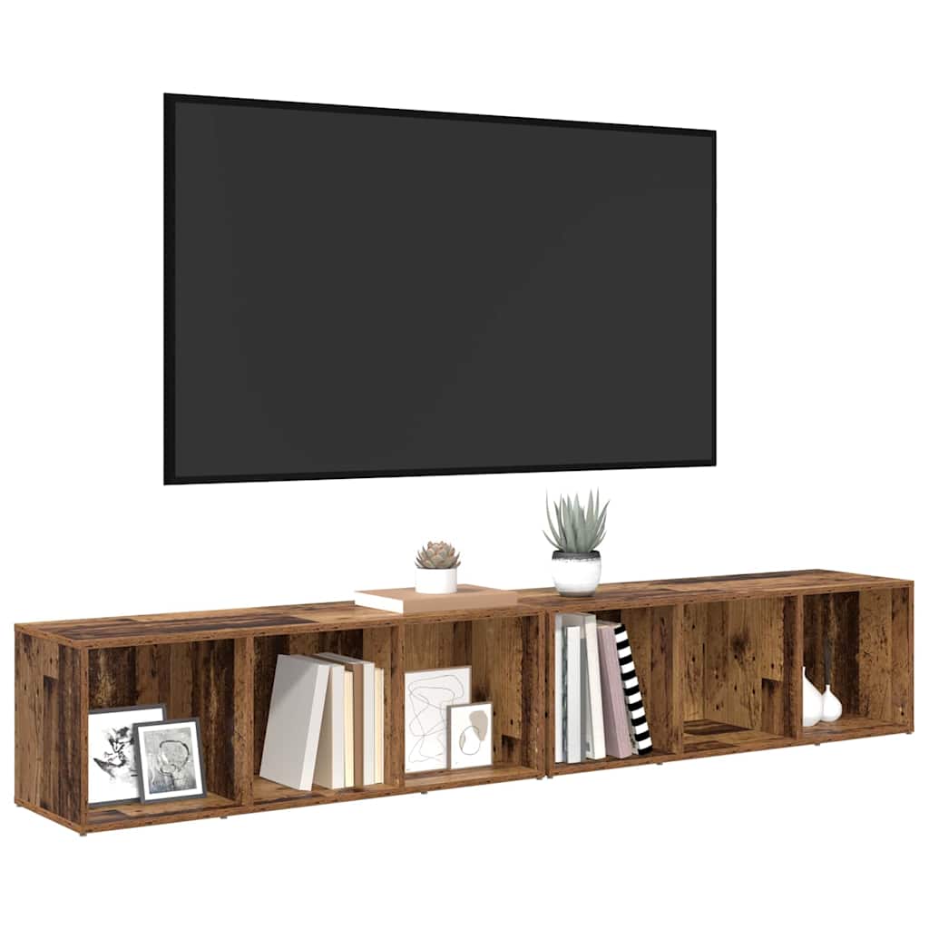 vidaXL Σετ επίπλου τηλεόρασης 2 pcs Παλιό Ξύλο 37 x 35 x 107 εκ