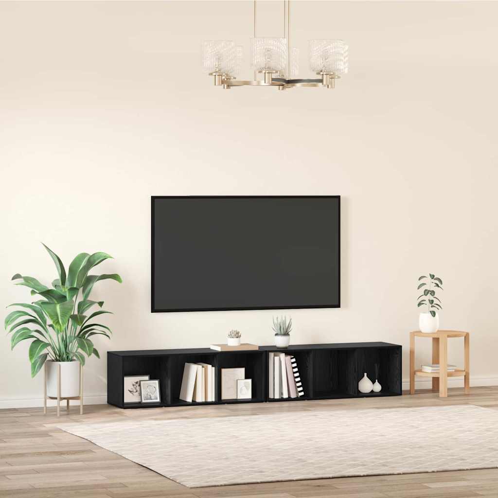 vidaXL Σετ επίπλου τηλεόρασης 2 pcs Μαύρη Οξυά 37 x 35 x 107 εκ