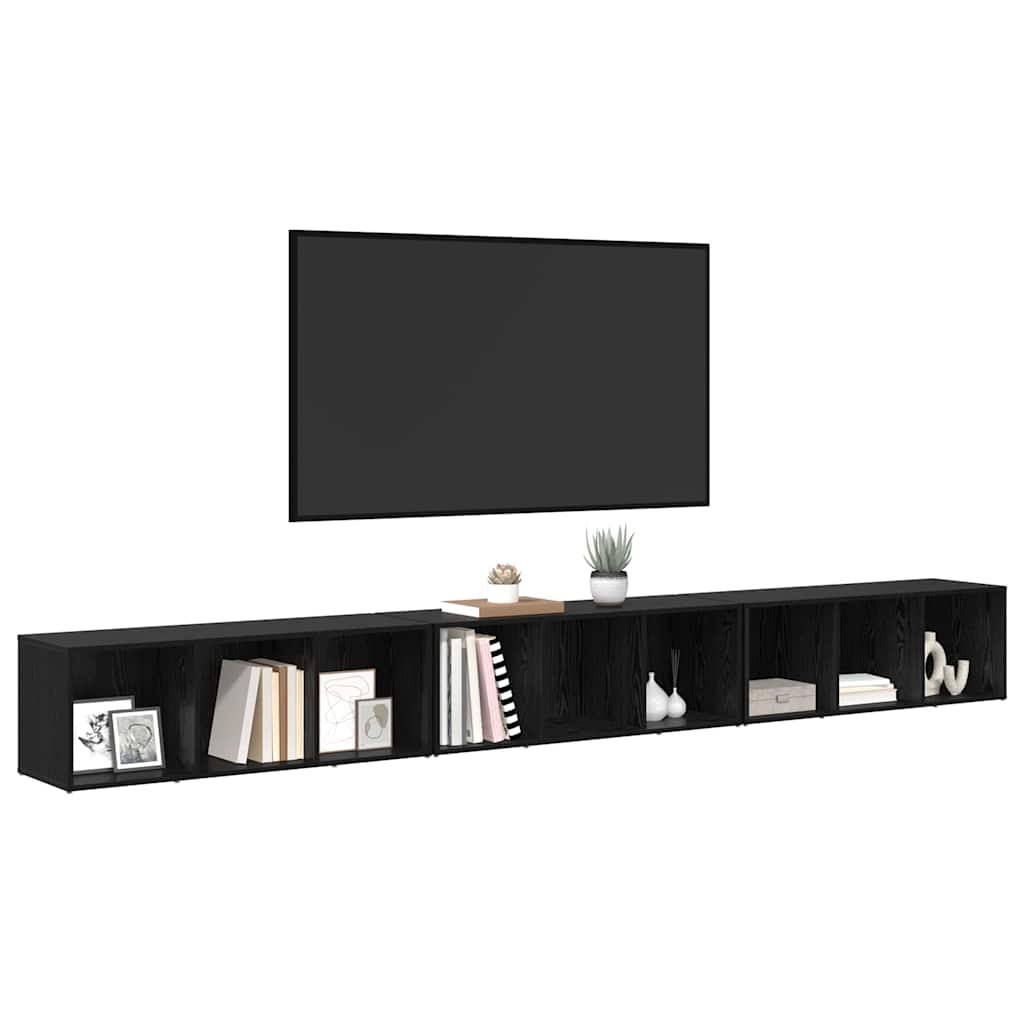 vidaXL Ντουλάπι TV 3 pcs Μαύρη δρυς 37 x 35 x 107.5 εκ