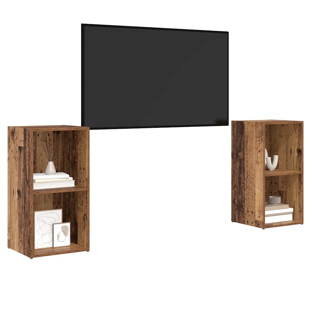 vidaXL Σετ επίπλου τηλεόρασης 2 pcs Παλιό ξύλο 72 x 35 x 36.5 cm