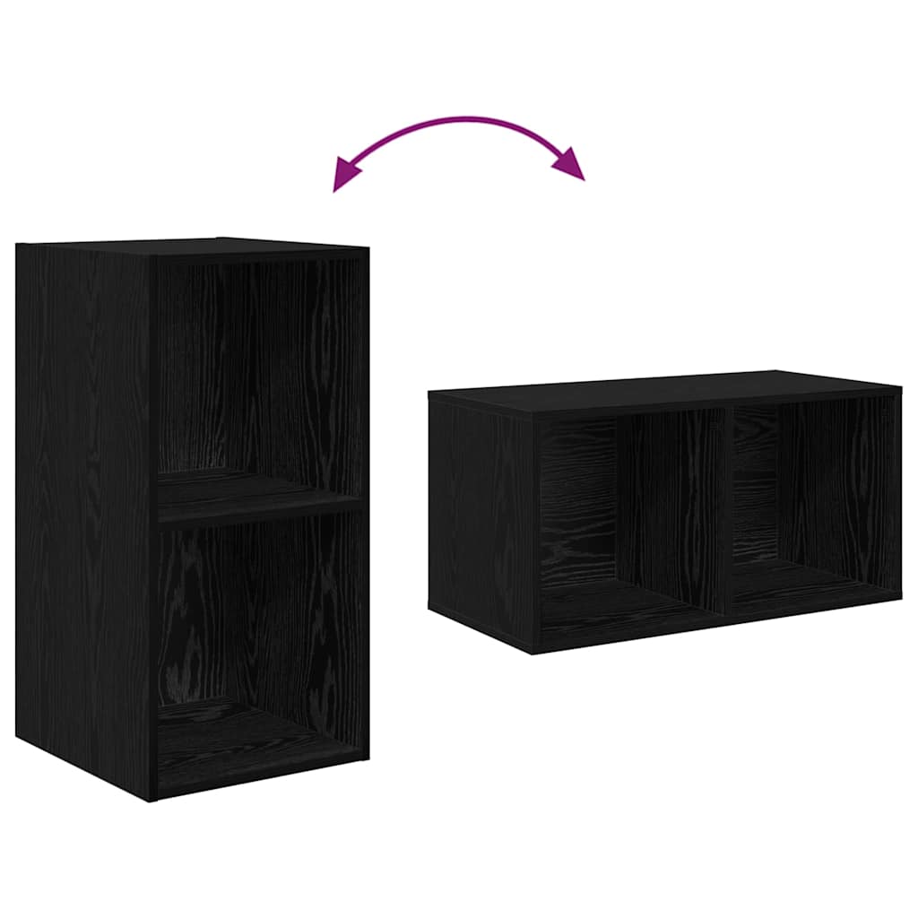 vidaXL Τηλεοπτική Κάβα Τοίχου με ράφι 4 pcs Μαύρη Δρυς 37 x 37 x 72 εκ