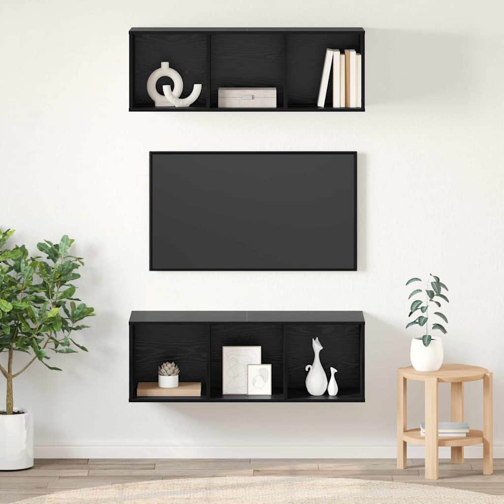 vidaXL Τοίχου ντουλάπες τηλεόρασης 2 pcs Μαύρη δρυς 37 x 37 x 107.5 εκ
