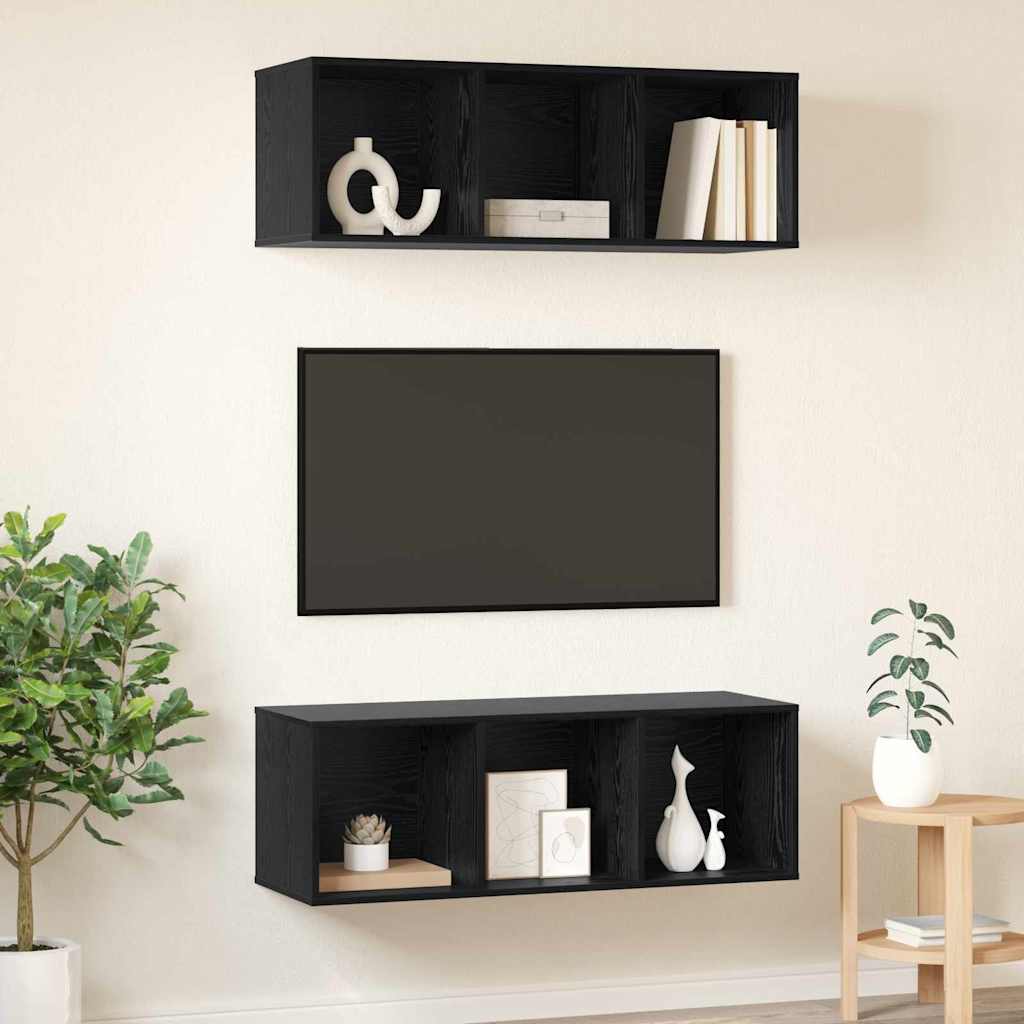 vidaXL Τοίχου ντουλάπες τηλεόρασης 2 pcs Μαύρη δρυς 37 x 37 x 107.5 εκ