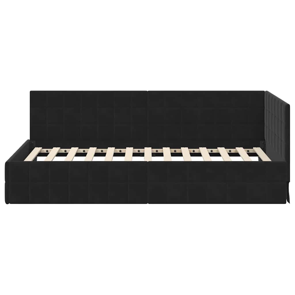 vidaXL Κρεβάτι Γωνίας Μαύρο 90 x 190 cm Βελούδο