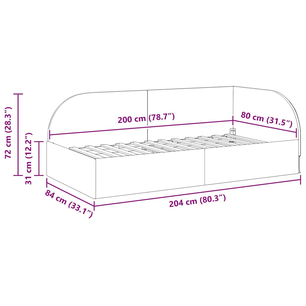 vidaXL Κρεβάτι Γωνίας Σκούρο Πράσινο 80 εκ x 200 εκ Βελούδο