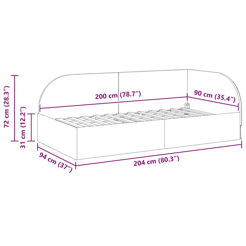 vidaXL Κρεβάτι Γωνίας με κεφαλάρι Ανοιχτό γκρι 90 εκ x 200 εκ Βελούδο