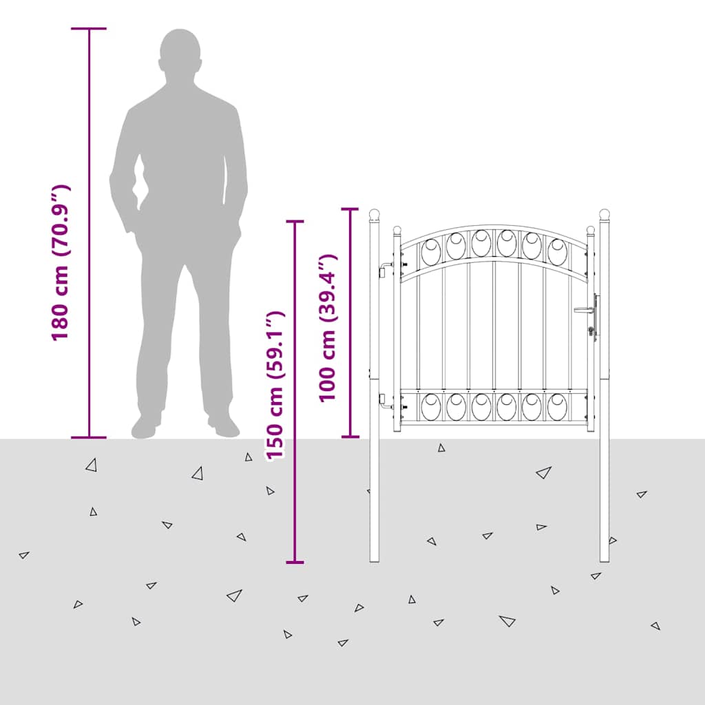 vidaXL Πύλη Φράχτη Γκρι 100 x 100 cm Ατσάλι με Επικάλυψη Πούδρας