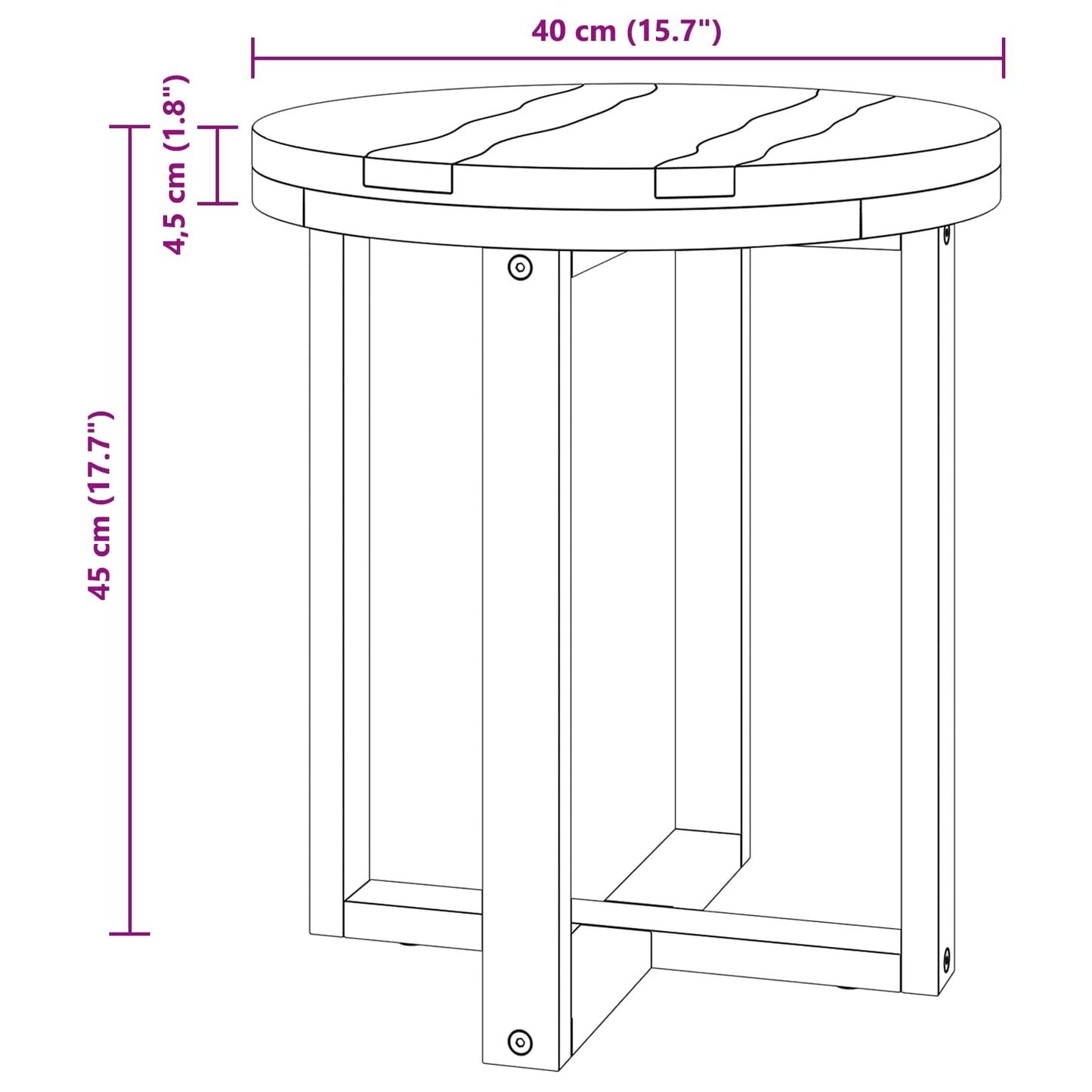 vidaXL Τραπεζάκι σαλονιού Καφέ 40 x 40 x 45 cm Στερεό Ξύλο Τίκ