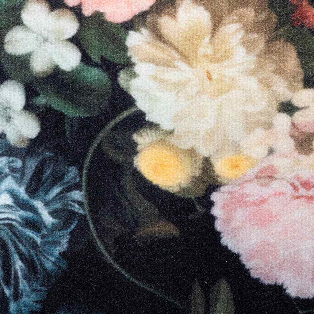 vidaXL Χαλί Κουζίνας Floral Μαύρο 300 x 60 εκ Βελούδο