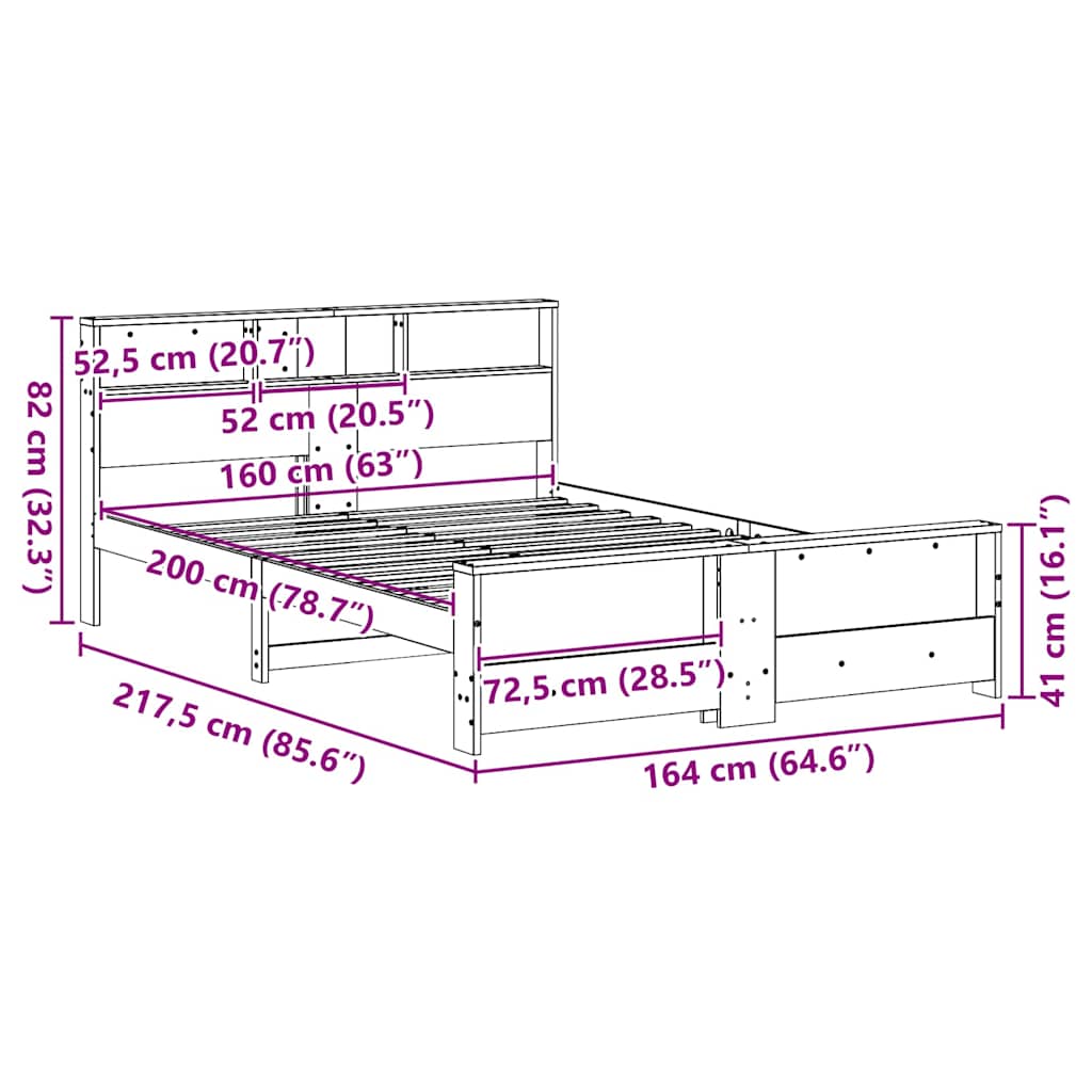 vidaXL Σκελετός Κρεβατιού Κερωτό καφέ 160 x 200 cm Επεξεργασμένο ξύλο