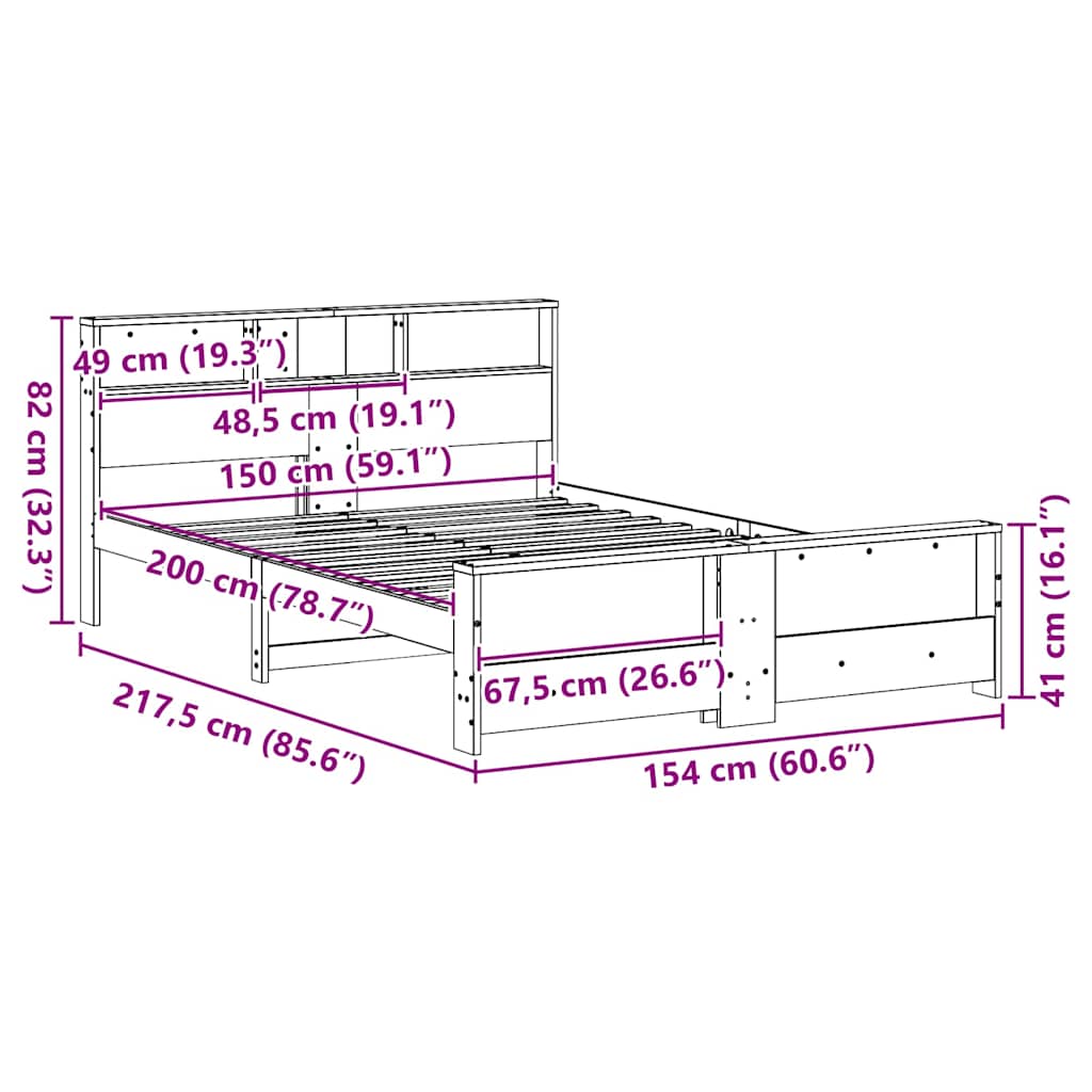 vidaXL Σκελετός Κρεβατιού Καφέ 150 x 200 cm Επεξεργασμένο ξύλο