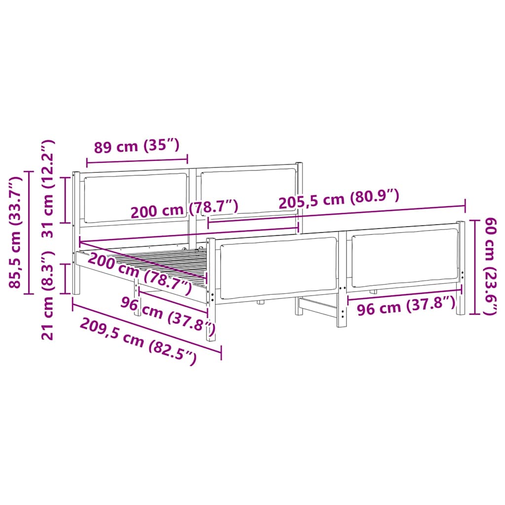 vidaXL Σκελετός Κρεβατιού με κεφαλάρι Μαύρο 200 x 200 cm ύφασμα