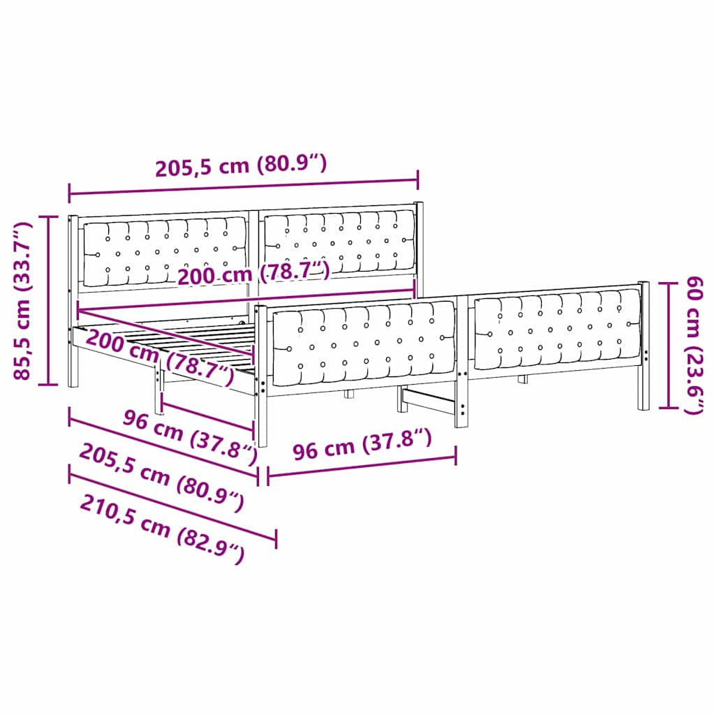 vidaXL Σκελετός Κρεβατιού Taupe 200 x 200 cm Στερεά ξυλεία πεύκου