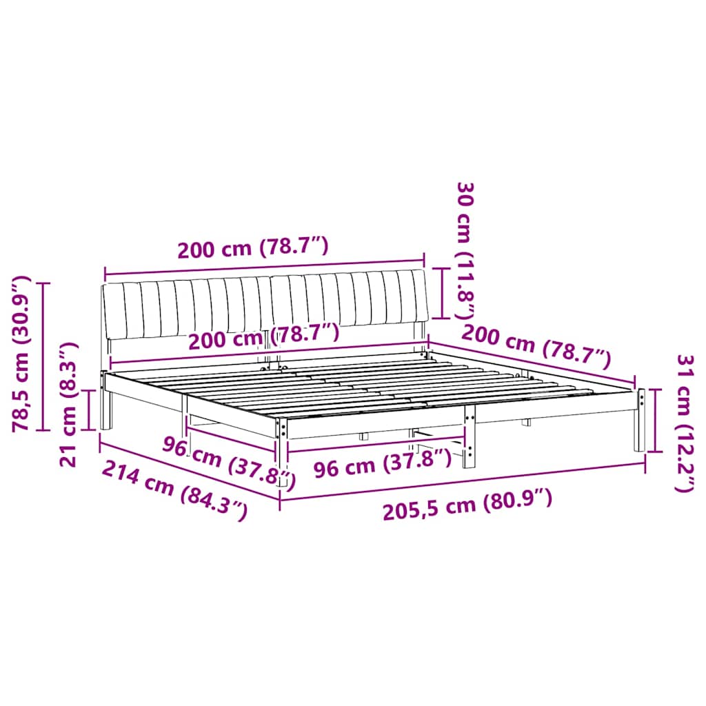 vidaXL Σκελετός Κρεβατιού Λευκό και ανοιχτό γκρι 200 x 200 cm