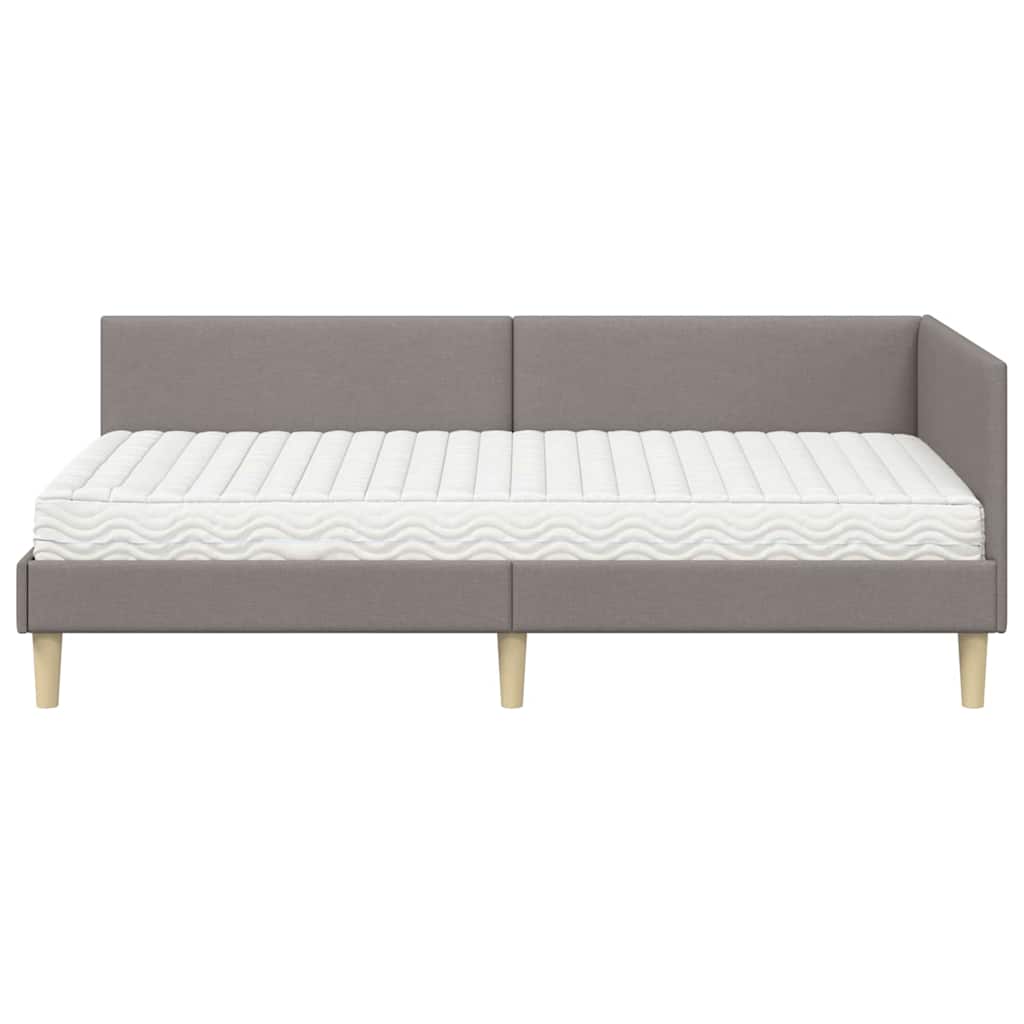 vidaXL Κρεβάτι γωνίας με στρώμα 2 τμχ. Taupe 90 x 200 cm ύφασμα