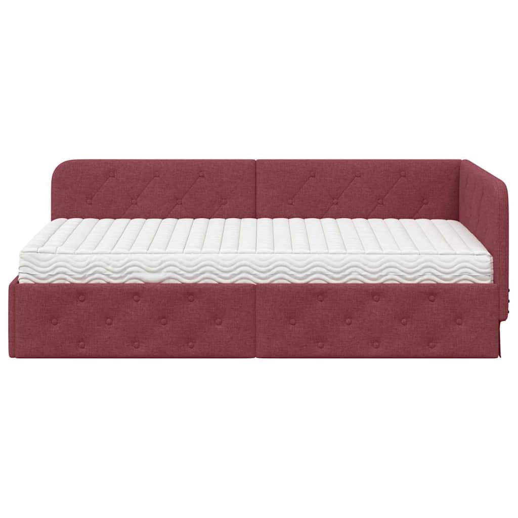 vidaXL Κρεβάτι Γωνίας Κόκκινο 90 x 190 cm ύφασμα