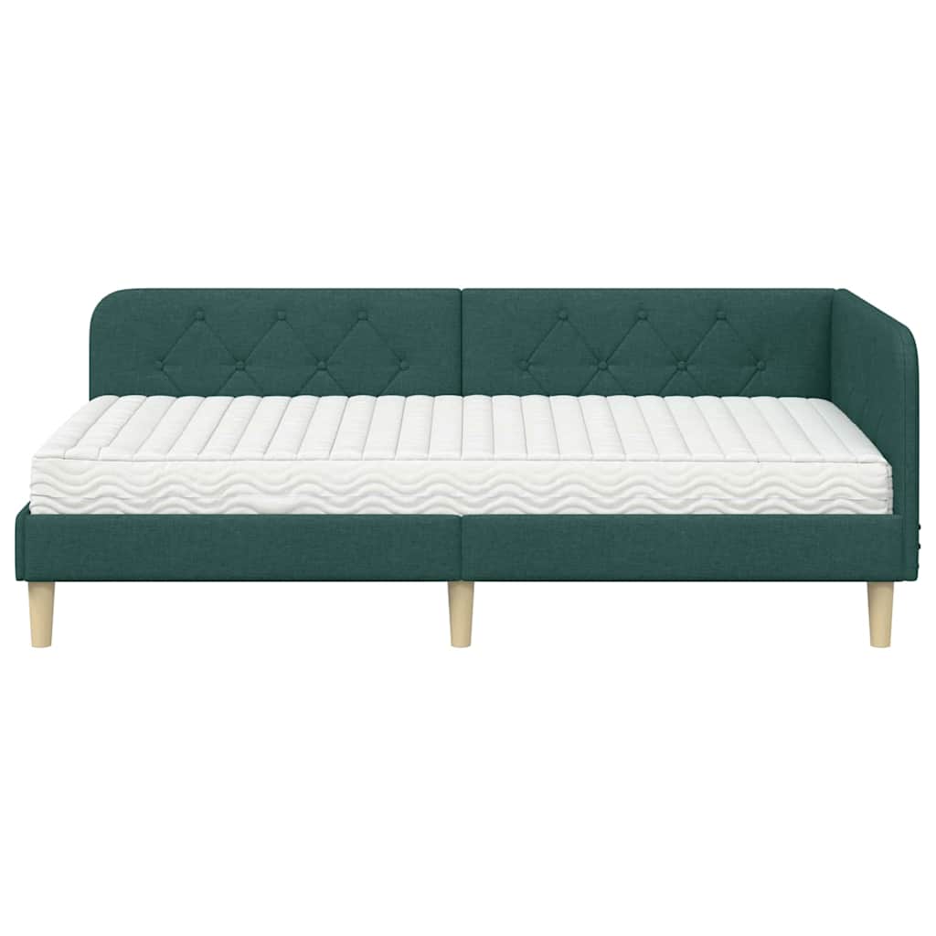 vidaXL Κρεβάτι Γωνίας Σκούρο Πράσινο 100 x 200 cm ύφασμα