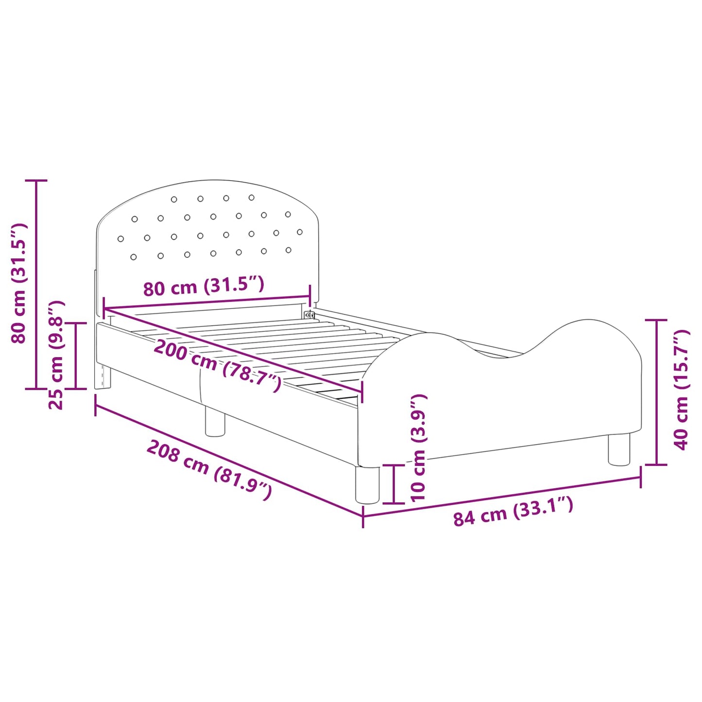 vidaXL Κρεβάτι Παιδικής Κρεβατοκάμαρας με Κεφαλάκι Ανοιχτό γκρι