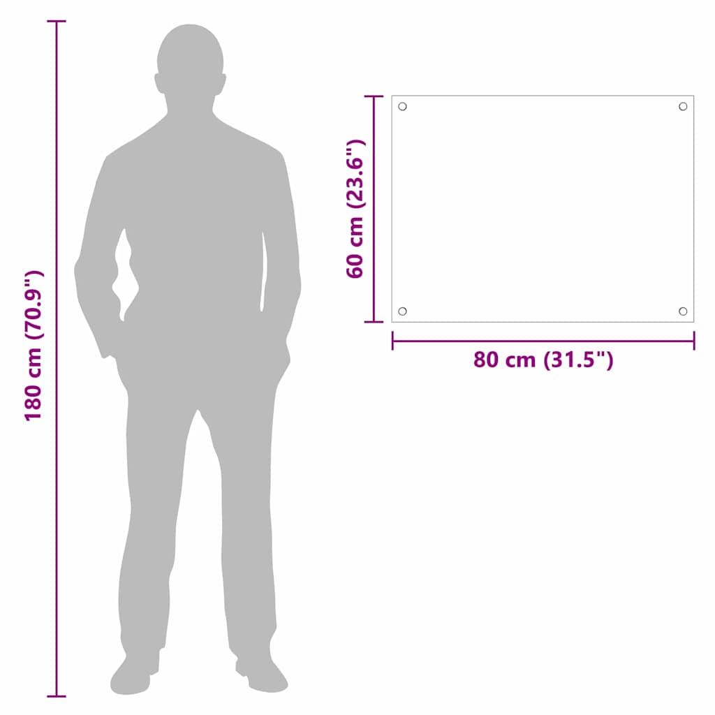 vidaXL Πίσω Πάνελ Κουζίνας Λευκό 80 x 60 cm σκληρυμένο γυαλί