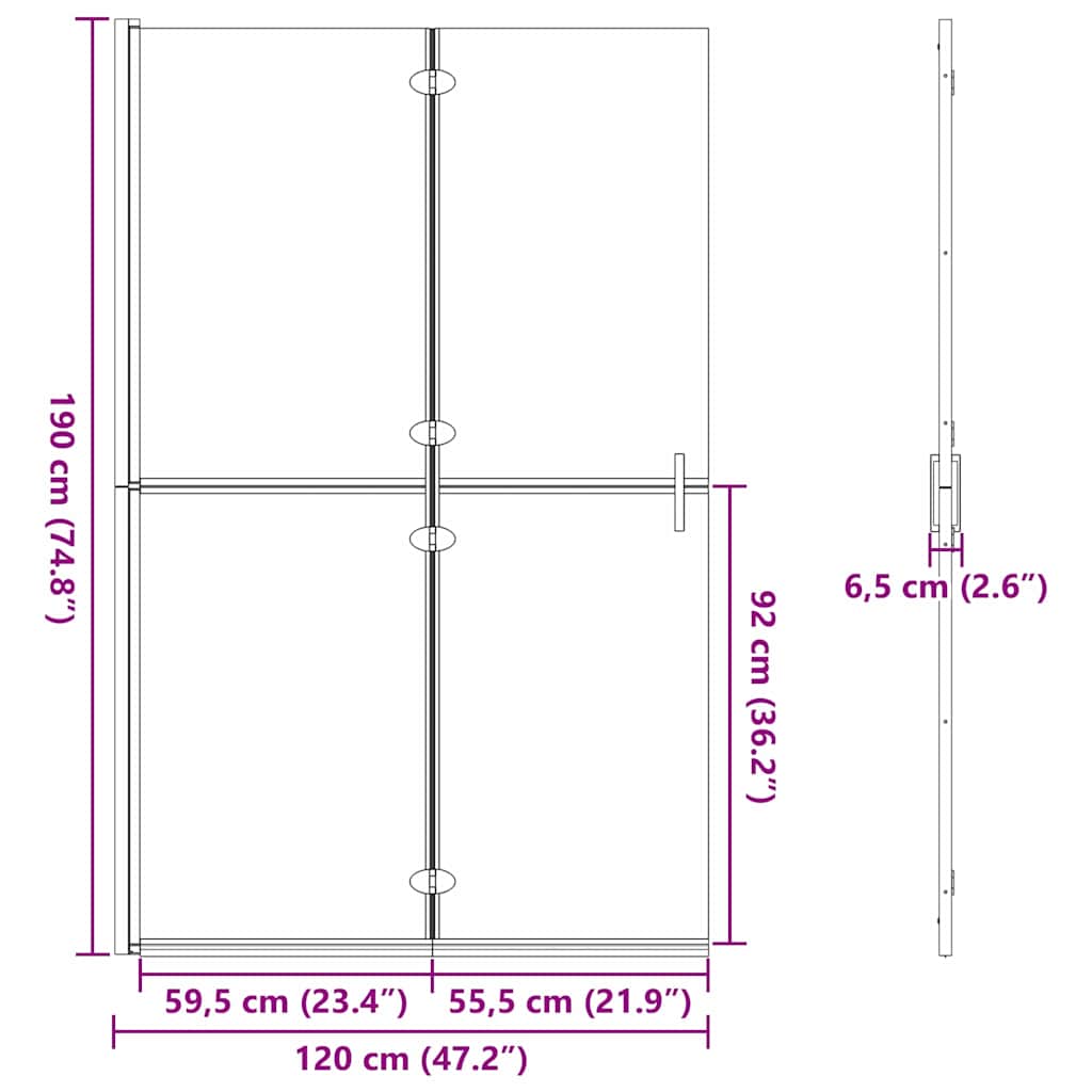 vidaXL Τοίχος ντους Walk-in Άλλο Χρυσό και διαφανές 120 x 190 cm