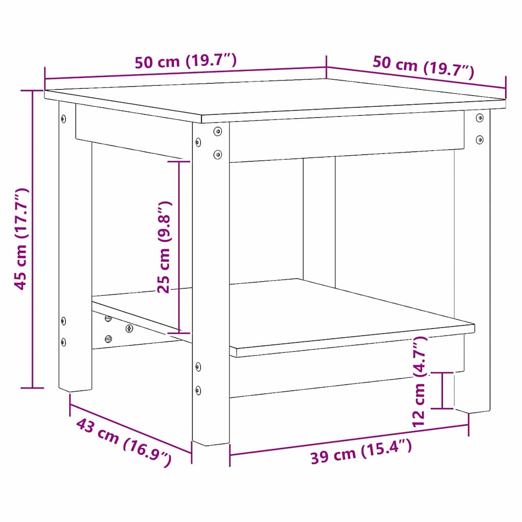vidaXL Τραπεζάκι σαλονιού Καφέ κεριού 50 x 50 x 45 cm