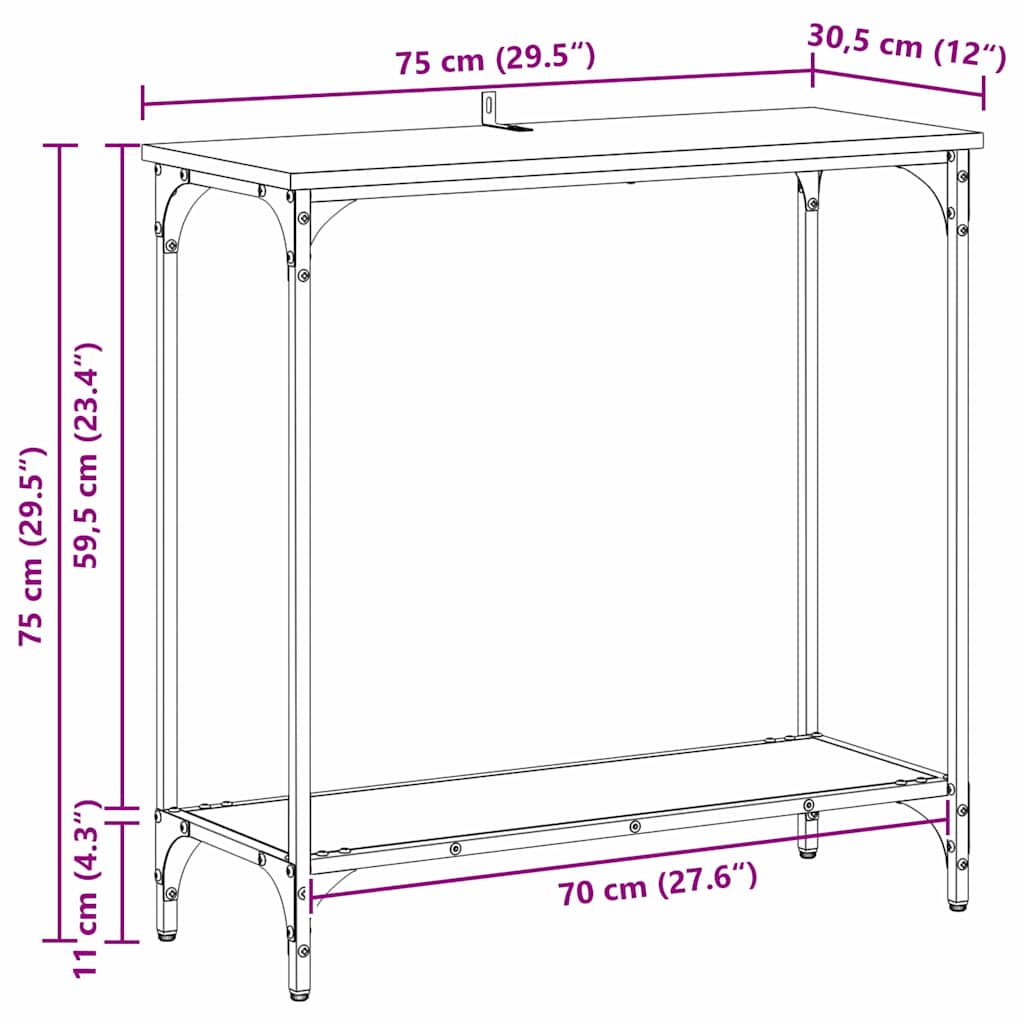 vidaXL Τραπέζι κονσόλας artisan δρυς 75 x 30.5 x 75 εκ