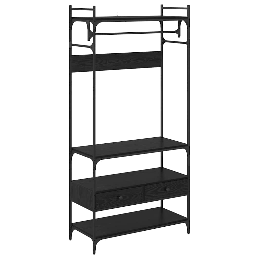 vidaXL Ντουλάπι Μαύρη δρυς 89 x 39 x 184.5 εκ. Επεξεργασμένο ξύλο