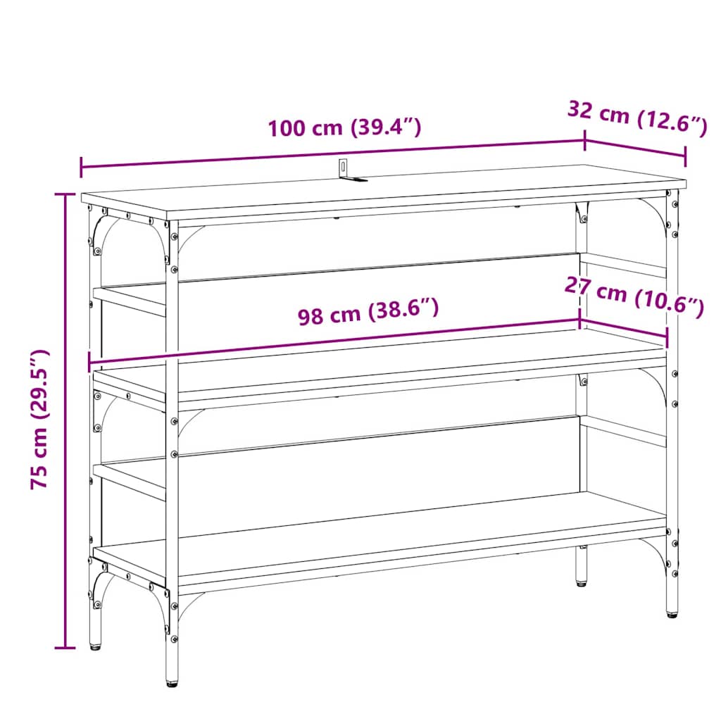 vidaXL Τραπέζι κονσόλας Παλιό ξύλο 100 x 32 x 75 εκ Επεξεργασμένο ξύλο