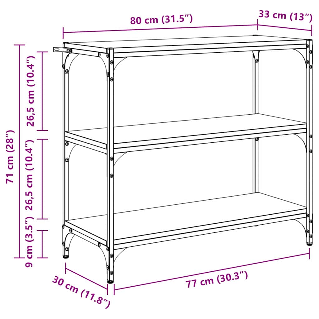 vidaXL Βιβλιοθήκη Artisan Oak 80 x 33 x 70,5 εκ.