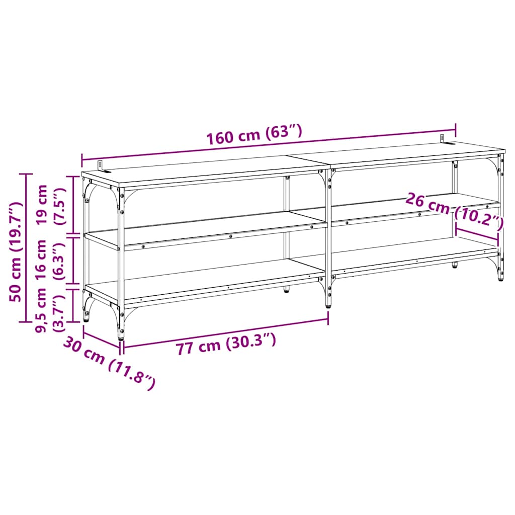 vidaXL Ντουλάπι TV Artisan Oak 160 x 30 x 50 εκ