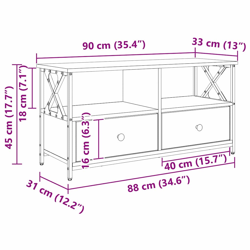 vidaXL Ντουλάπι TV με συρτάρι Artisan Oak 90 x 33 x 45 εκ