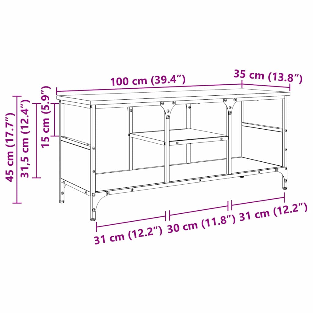 vidaXL Ντουλάπι TV Παλιό Ξύλο 100 x 35 x 45 εκ.