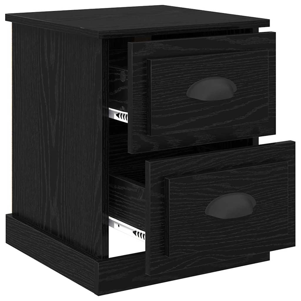 vidaXL Κομοδίνο 2 τεμ. Μαύρη Οξυά 39 x 39 x 47.5 εκ Επεξεργασμένο Ξύλο