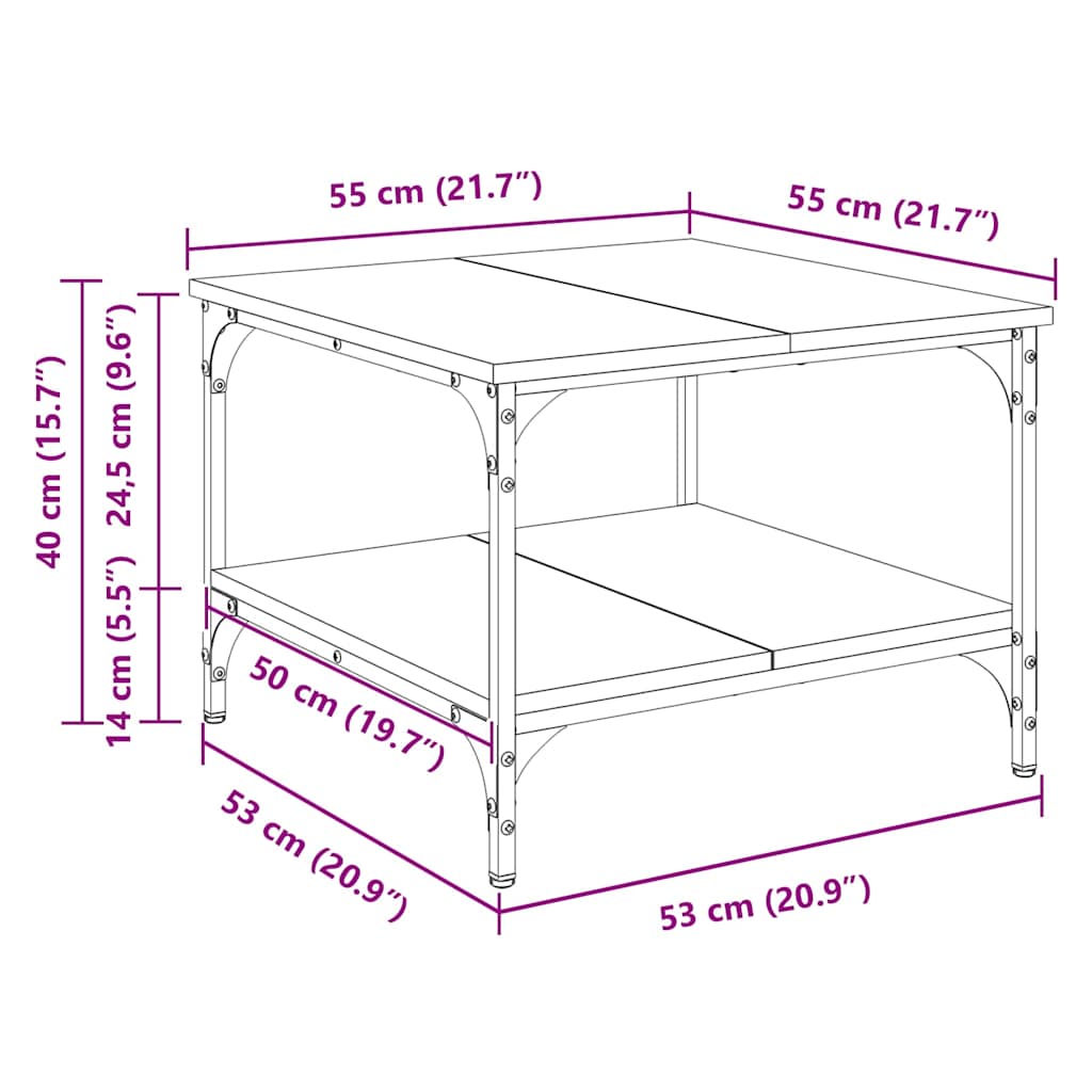 vidaXL Τραπεζάκι σαλονιού Παλιό Ξύλο 55 x 55 x 40 cm