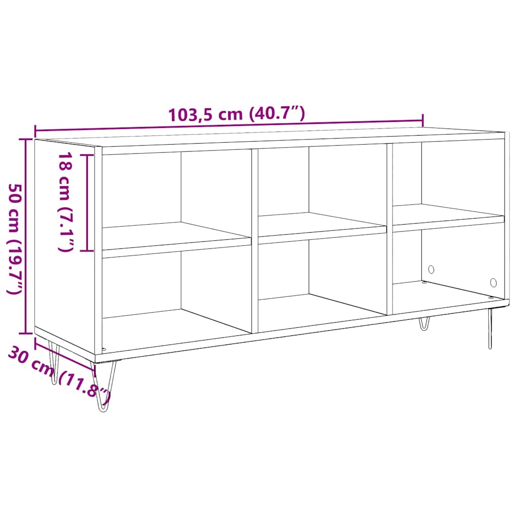 vidaXL Ντουλάπι TV 103,5 x 30 x 50 εκ Artisan Oak Επεξεργασμένο Ξύλο