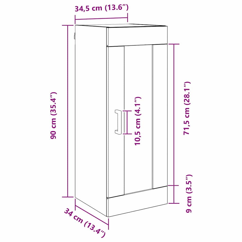 vidaXL Επιτοίχιο ντουλάπι Artisan Oak 34,5 x 34 x 90 εκ.